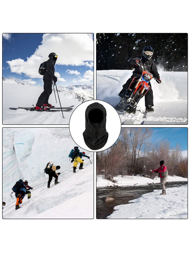 SYOSI Windproof Skimask, 2 Pcs Balaclava, Mask Hood Hat, Black Thermal Fleece Face Masks, Hat Snood, Neck Warmer, Ski Face Scarf Snood Thermal for Men Women, One Size, for Moto Ski Cycling - Image 2