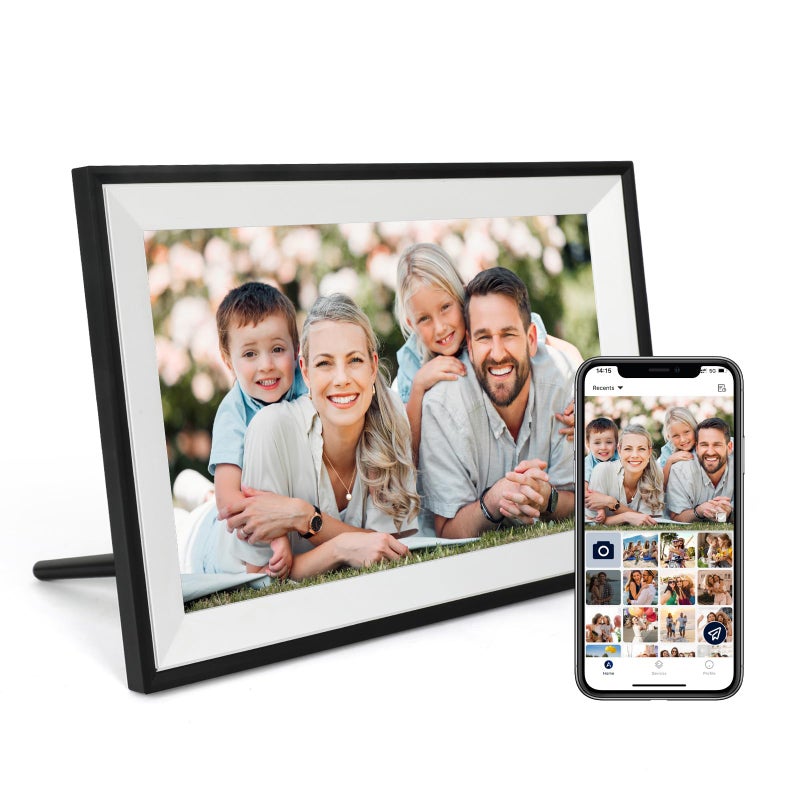 Anna Bella Digital Photo Frame 10.1 Inch WiFi Digital Picture Frame IPS HD Touch Screen Smart Cloud Photo Frame with 32GB Storage, Auto-Rotate, Easy Setup to Share Photos or Videos Remotely via AiMOR APP (Black) - Image 1