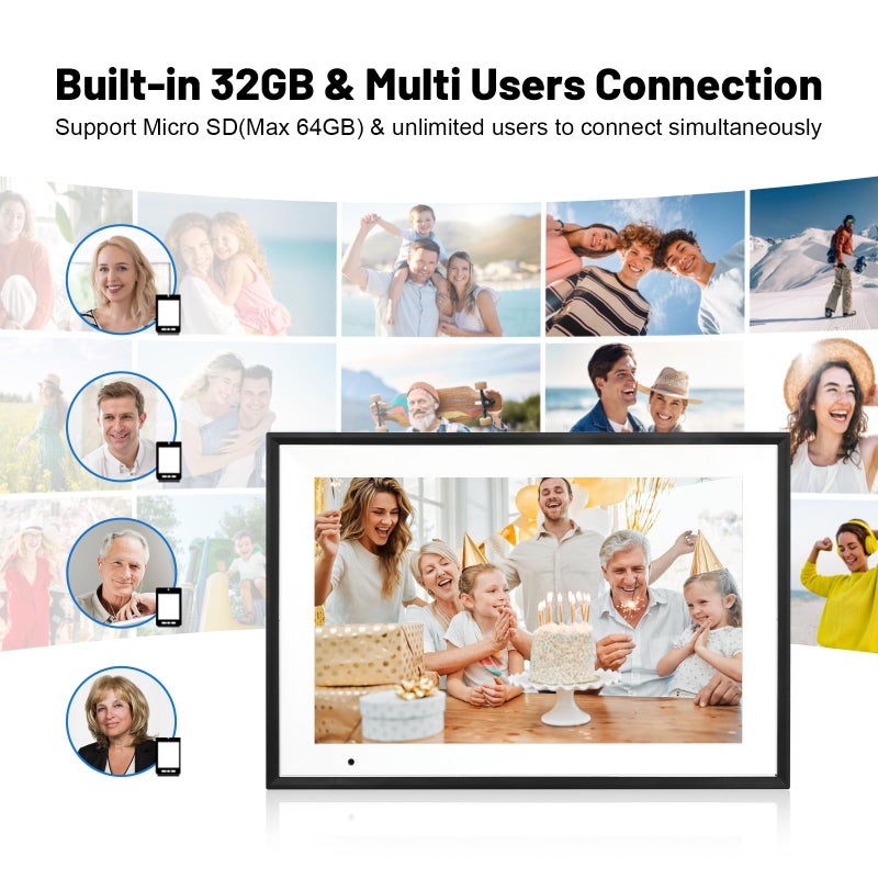 Anna Bella Digital Photo Frame 10.1 Inch WiFi Digital Picture Frame IPS HD Touch Screen Smart Cloud Photo Frame with 32GB Storage, Auto-Rotate, Easy Setup to Share Photos or Videos Remotely via AiMOR APP (Black) - Image 4