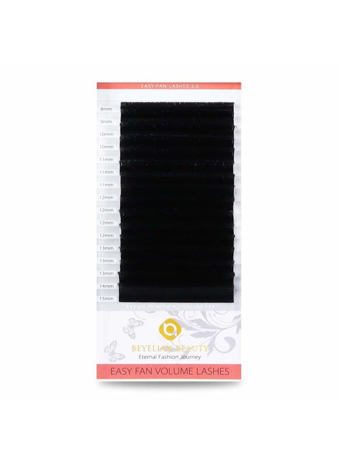 BEYELIAN Easy Fan Volume Eyelash Extensions Premade Fan Eyelash Extension Self Fanning Lash Extension 3D Matte Black Faux Mink Professional Salon Use Lashes Extensions by BEYELIAN 0.05 D Curl Mix 8-15mm  - Image 2