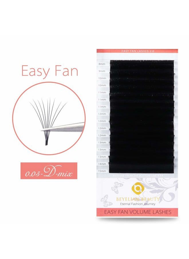 BEYELIAN Easy Fan Volume Eyelash Extensions Premade Fan Eyelash Extension Self Fanning Lash Extension 3D Matte Black Faux Mink Professional Salon Use Lashes Extensions by BEYELIAN 0.05 D Curl Mix 8-15mm  - Image 4