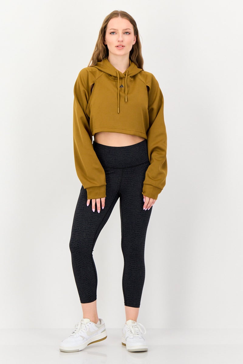 Adidas هودي رياضي نسائي بأكمام طويلة وقصة مفتوحة، تان - Image 4