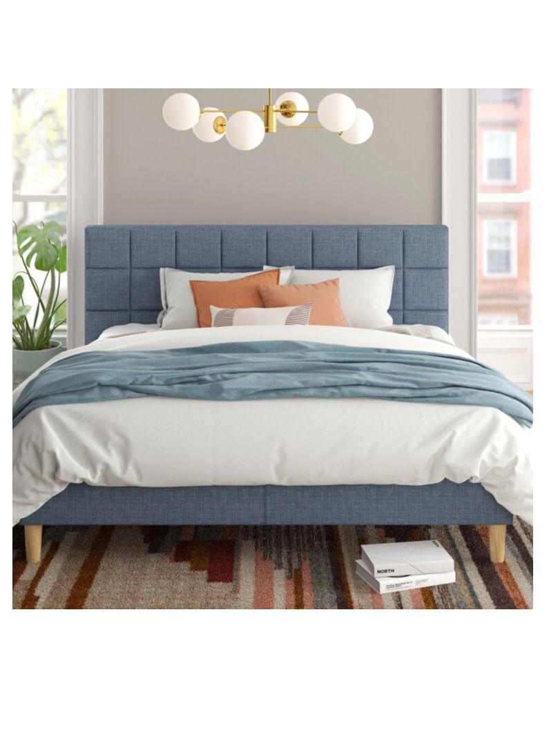 Karnak EnchantRest Upholstered Queen Bed With its distinct square tufted headboard  150x200cm - Image 1