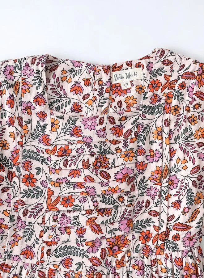 BELLA MODA BELLA MODA All-Over Print Square Neck Fit and Flare Dress