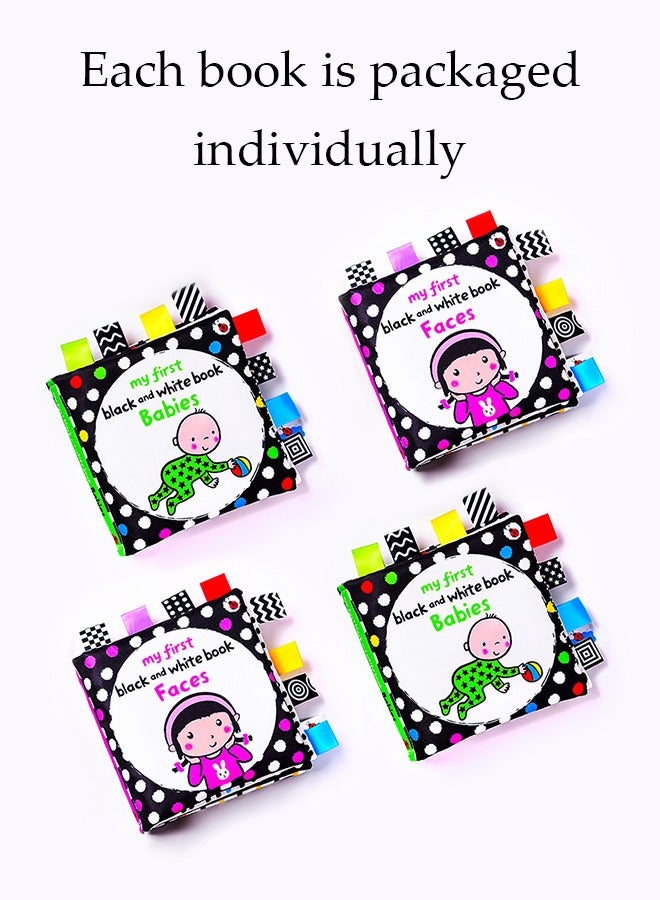 Loquat 2pcs Baby Early Education Books,High Contrast Black and White Interactive Crinkle Soft Book Bundle for Infant Baby First Cloth Book Set Soft Activity  - Image 4