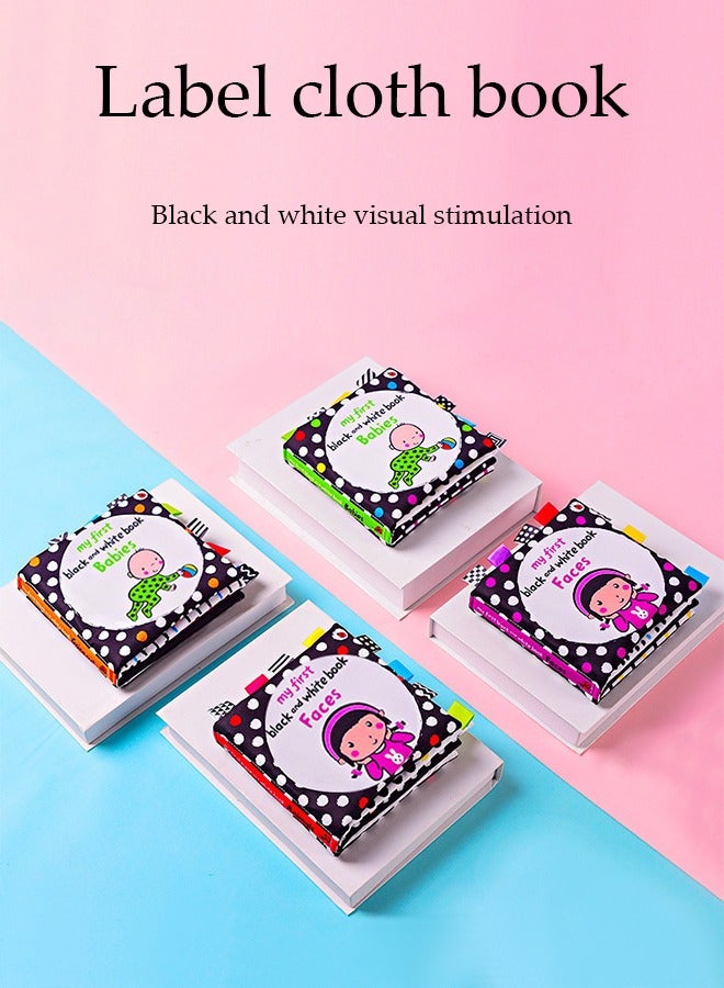Loquat 2pcs Baby Early Education Books,High Contrast Black and White Interactive Crinkle Soft Book Bundle for Infant Baby First Cloth Book Set Soft Activity  - Image 2