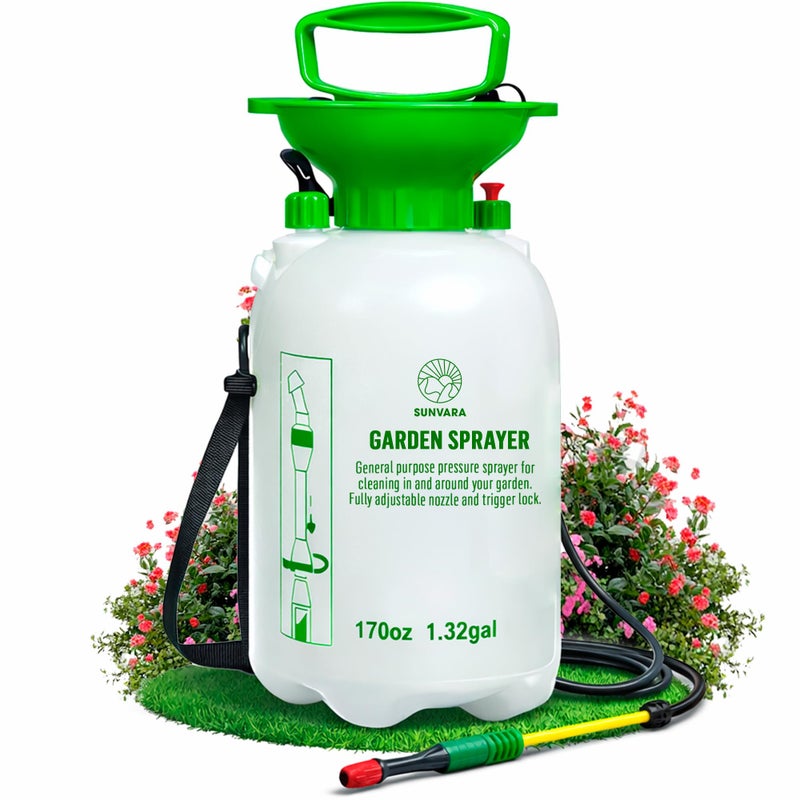 SunVara Garden Sprayers 1.3 Gallon Pumpr â€“ 5L Pump Sprayer 1.3 Gallon Watering Plants and Outdoor - Image 1
