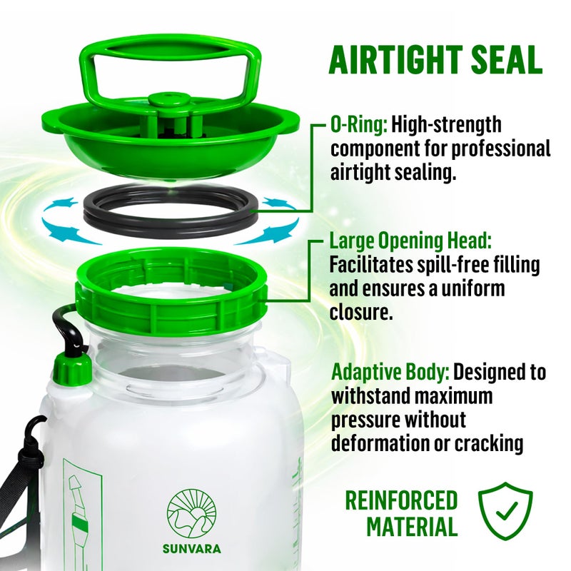 SunVara Garden Sprayers 1.3 Gallon Pumpr â€“ 5L Pump Sprayer 1.3 Gallon Watering Plants and Outdoor - Image 3