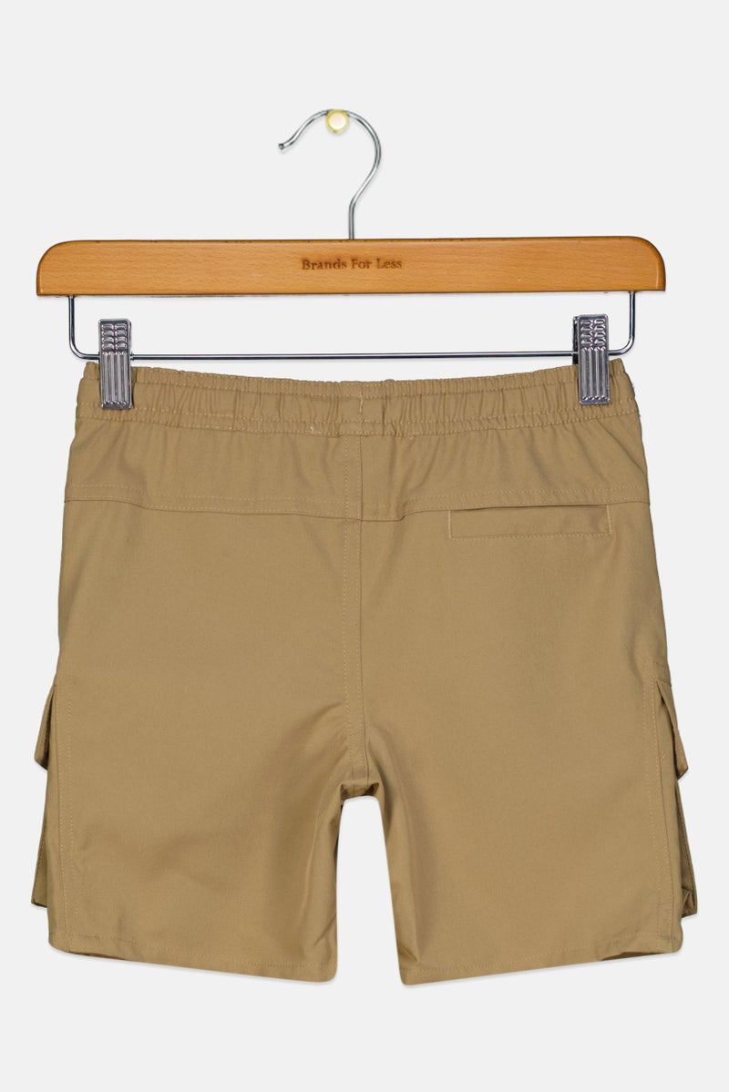 Scene & Heard Kids Boy Solid Basic Shorts, Khaki  - Image 2