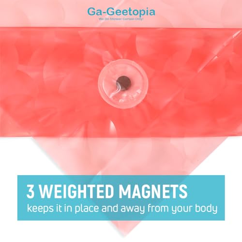 Ga-Geetopia EVA 3D Coral Pearl Water Cube Plastic Shower Curtain Liner - Premium Light Weight 72" x 72" Red Bathroom Shower Showroom Curtain Liner with Rustproof Metal Gromments and Weighted Magnet - Image 3
