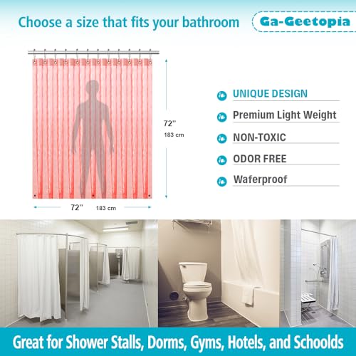 Ga-Geetopia EVA 3D Coral Pearl Water Cube Plastic Shower Curtain Liner - Premium Light Weight 72" x 72" Red Bathroom Shower Showroom Curtain Liner with Rustproof Metal Gromments and Weighted Magnet - Image 5
