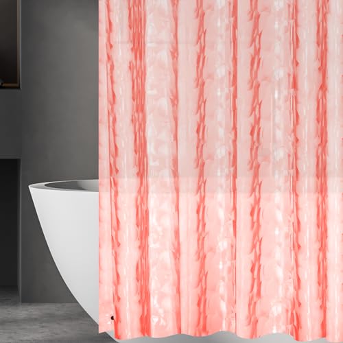 Ga-Geetopia EVA 3D Coral Pearl Water Cube Plastic Shower Curtain Liner - Premium Light Weight 72" x 72" Red Bathroom Shower Showroom Curtain Liner with Rustproof Metal Gromments and Weighted Magnet - Image 1