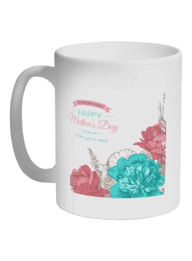 RYN Happy Mother's Day Printed Ceramic Coffee Mug White/Blue/Pink 11ounce