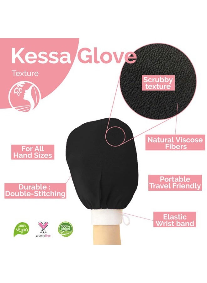 Fatima's Garden - Exfoliating Kessa Gloves - Natural Spa Scrubbers, Black (2 Gloves) - Image 1