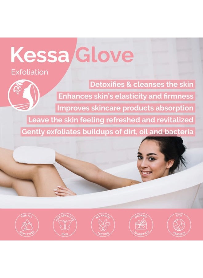 Fatima's Garden - Exfoliating Kessa Gloves - Natural Spa Scrubbers, Black (2 Gloves) - Image 1