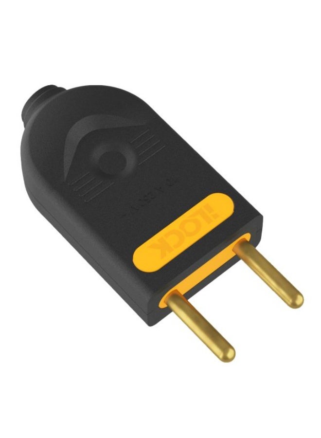 iLOCK Male Electrical Plug, 10A /250V / 2200W, 100% Copper Pins, Rewirable Power Plug for Extension Cords and Electrical Cables, Black & Yellow - Image 1
