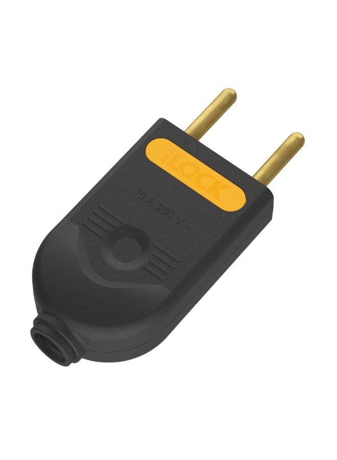 iLOCK Male Electrical Plug, 10A /250V / 2200W, 100% Copper Pins, Rewirable Power Plug for Extension Cords and Electrical Cables, Black & Yellow - Image 2