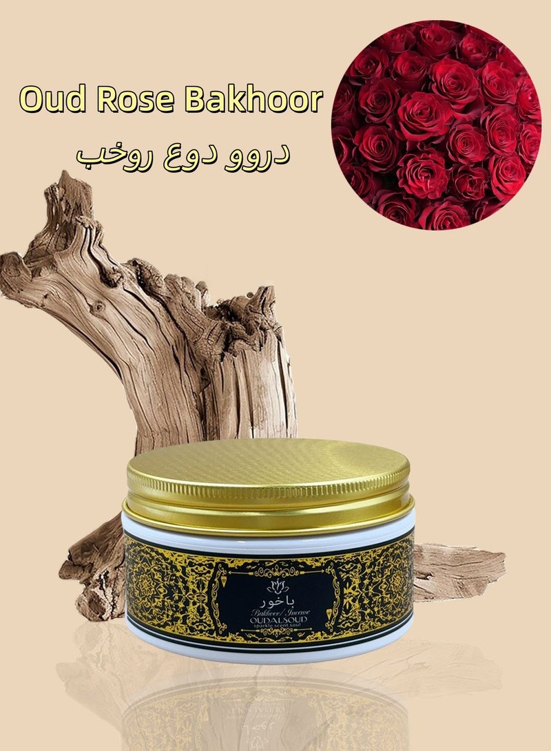أود أل سعود بخور عود وورد ٨٠ غرام، علبة هدايا، عطر يدوم طويلًا، مثالي للصلاة والعبادة والاحتفالات - Image 1