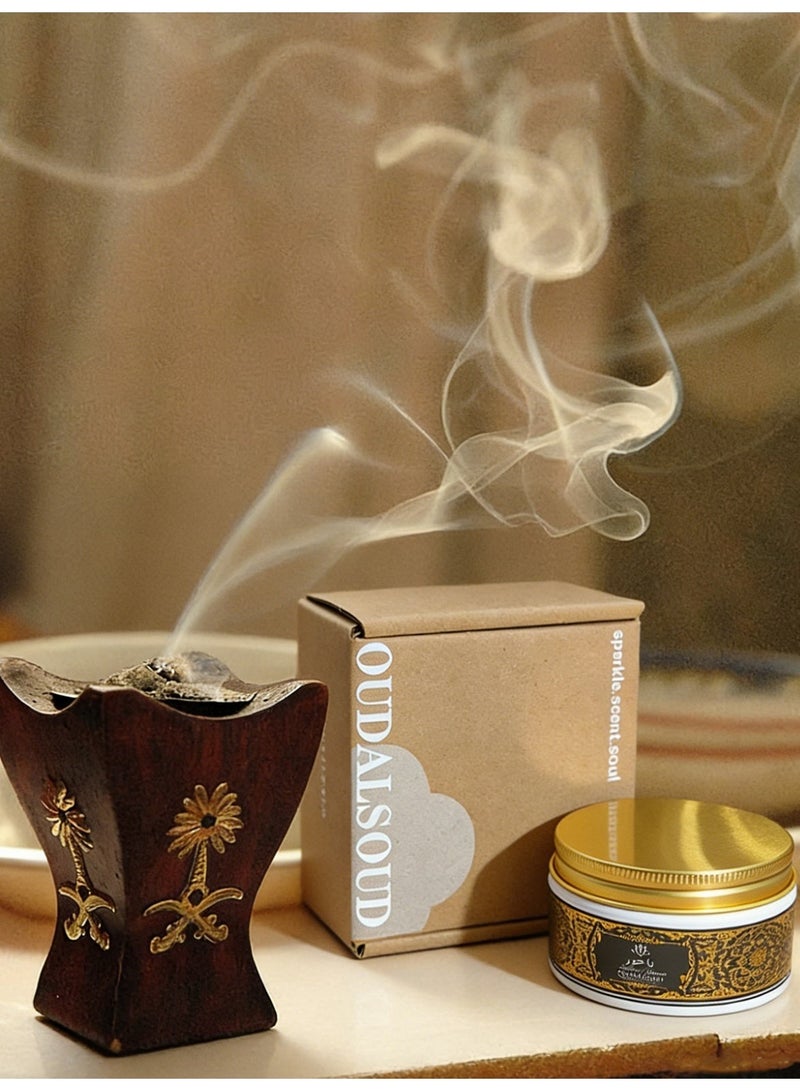 أود أل سعود بخور عود وورد ٨٠ غرام، علبة هدايا، عطر يدوم طويلًا، مثالي للصلاة والعبادة والاحتفالات - Image 5