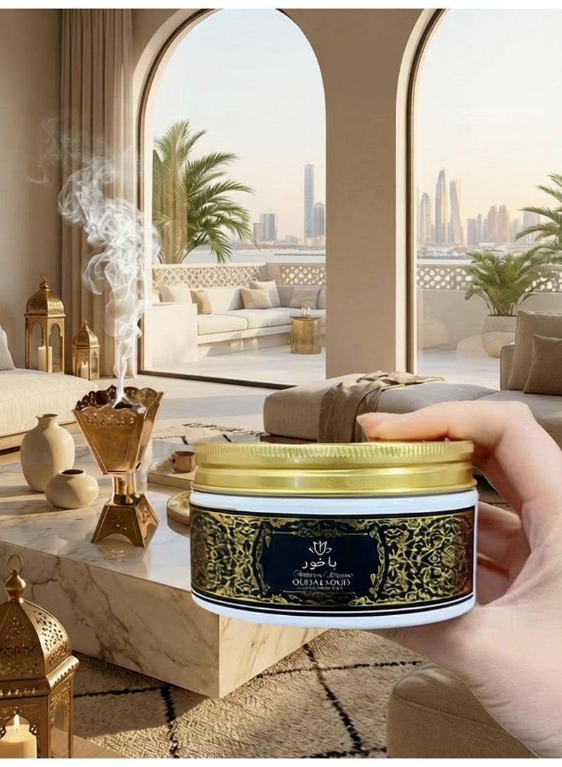 أود أل سعود بخور عود وورد ٨٠ غرام، علبة هدايا، عطر يدوم طويلًا، مثالي للصلاة والعبادة والاحتفالات - Image 3