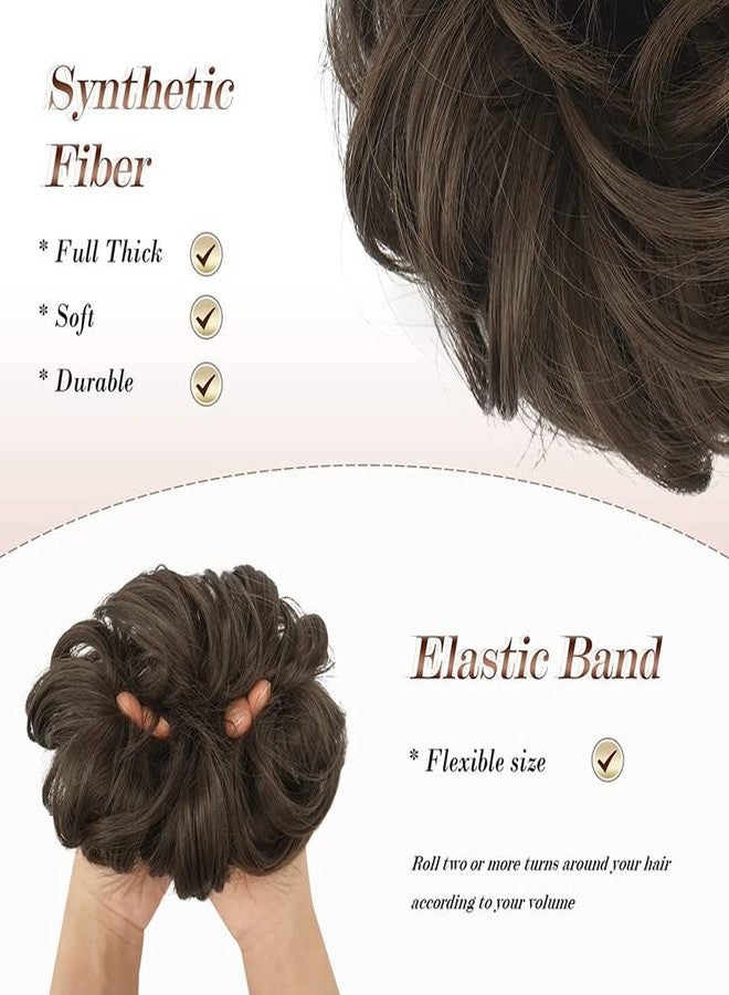 CHRONEX 2 Pcs Messy Hair Bun Extensions with Elastic Rubber Band Wavy Synthetic Ponytail - Image 4