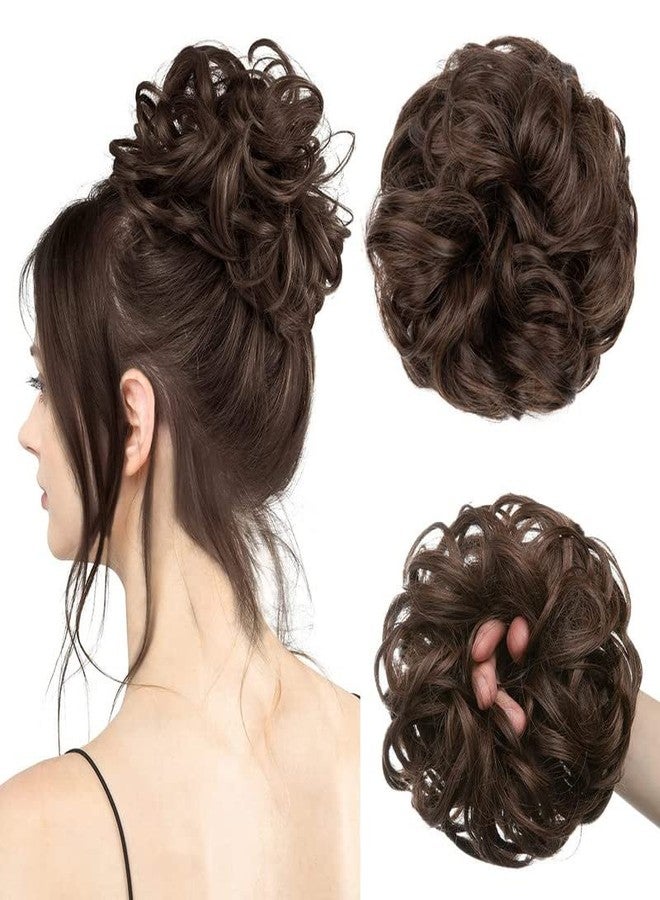 CHRONEX 2 Pcs Messy Hair Bun Extensions with Elastic Rubber Band Wavy Synthetic Ponytail - Image 1
