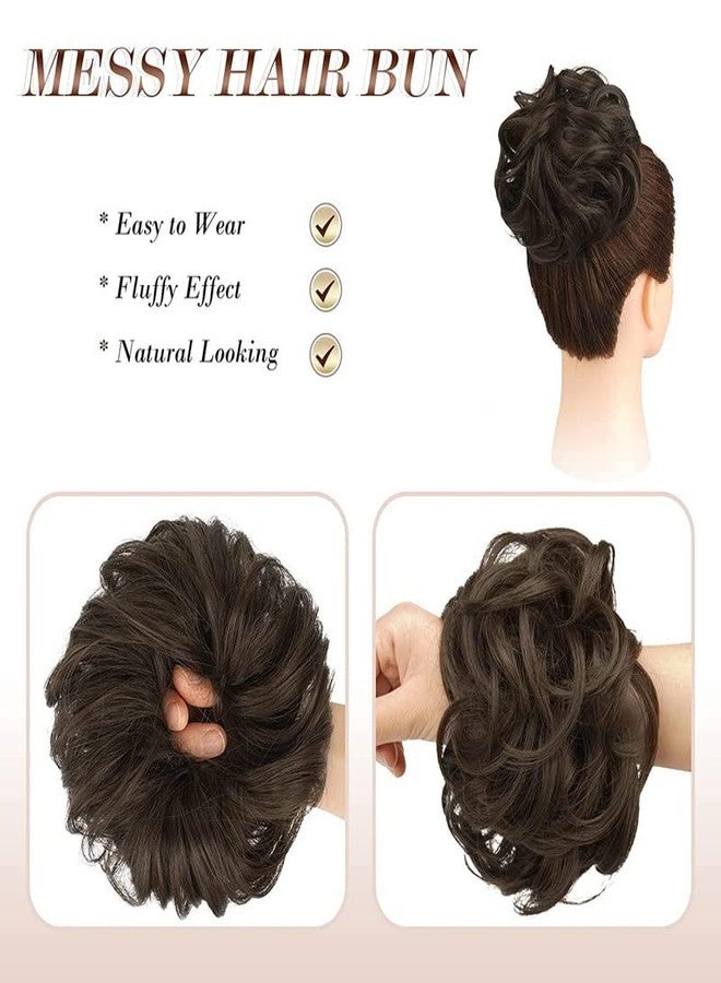 CHRONEX 2 Pcs Messy Hair Bun Extensions with Elastic Rubber Band Wavy Synthetic Ponytail - Image 5
