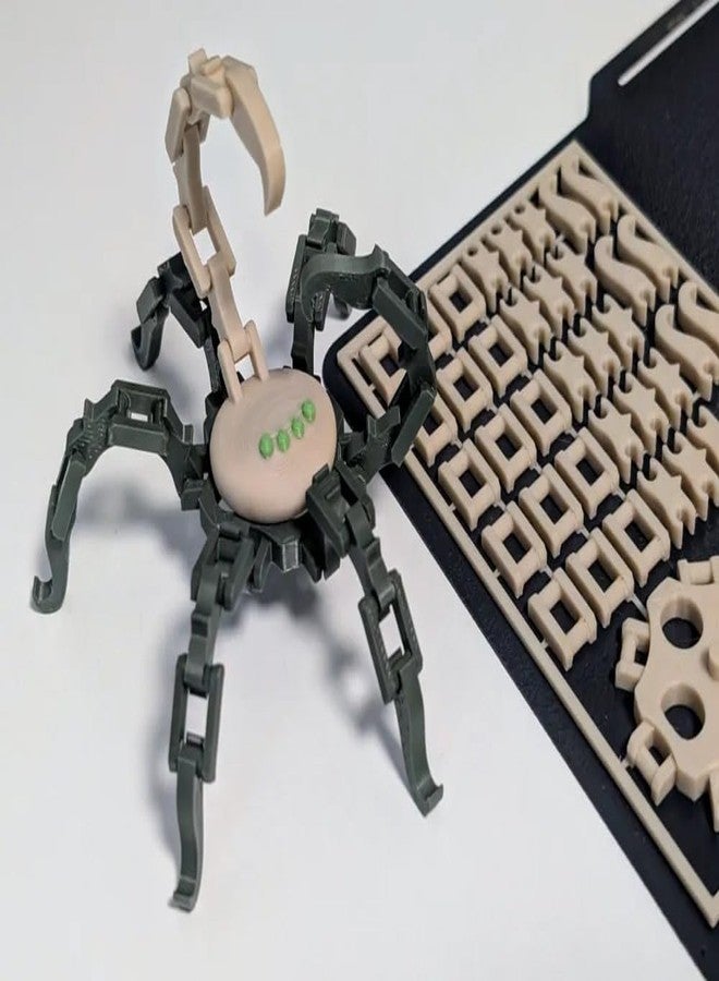 3D Craft DIY Mechanical Spider Robot Building Kit, Educational STEM Toy, Green and Beige - Image 1
