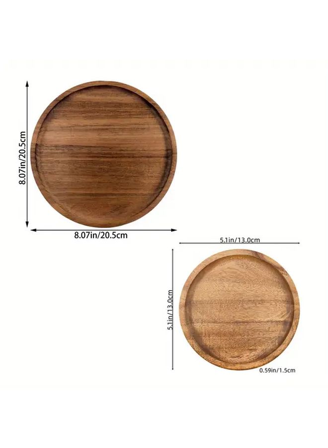 Bohemian Ethnic Style Acacia Wood Round Serving Tray for Food Salad Cheese and Home Decor - Image 4