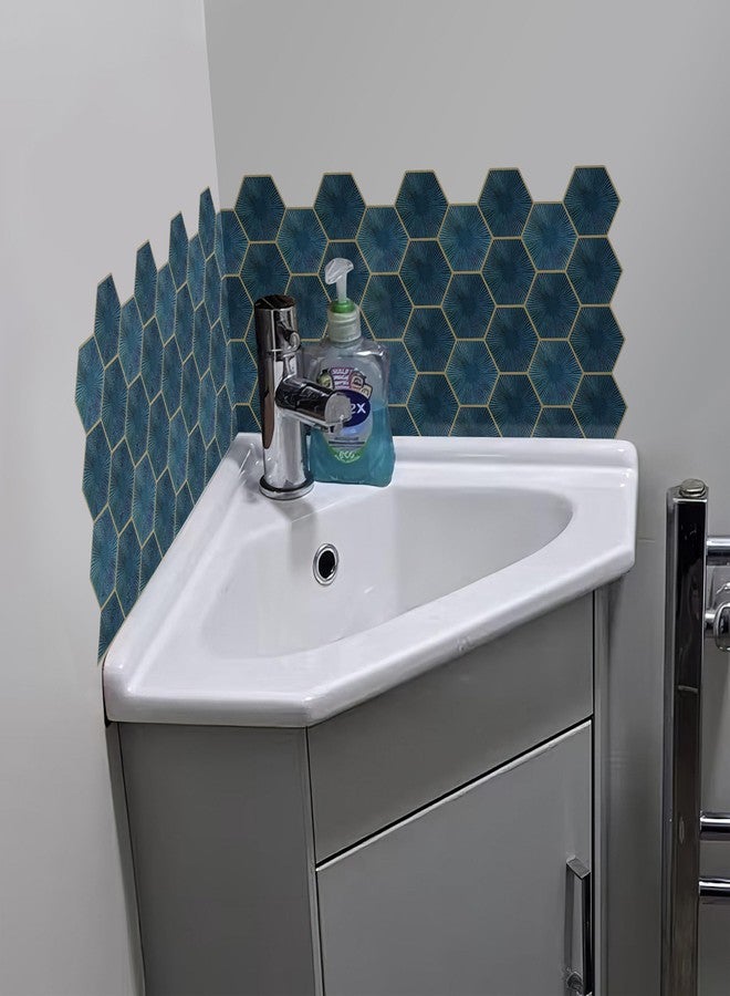 WallDesign Teal Blue Hexagon Tile Sticker - 2ft x 9.75 inch Waterproof Easy Clean Durable Vinyl Decorative Film for Kitchen Counter, Washbasin, Table, Wall, Cupboard-Self-Adhesive - Image 5