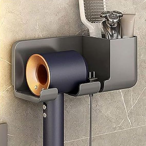 Vroxy MultiFunctional Space Saving Storage Bathroom Wall Mounted Hair Dryer Rack with Styling Tool Organizer Blow Dryer Holder 1Pcs - Image 1