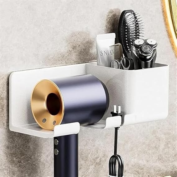 Vroxy MultiFunctional Space Saving Storage Bathroom Wall Mounted Hair Dryer Rack with Styling Tool Organizer Blow Dryer Holder 1Pcs - Image 5