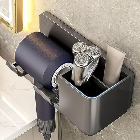 Vroxy MultiFunctional Space Saving Storage Bathroom Wall Mounted Hair Dryer Rack with Styling Tool Organizer Blow Dryer Holder 1Pcs - Image 4