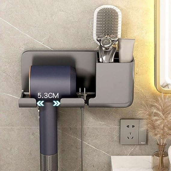 Vroxy MultiFunctional Space Saving Storage Bathroom Wall Mounted Hair Dryer Rack with Styling Tool Organizer Blow Dryer Holder 1Pcs - Image 3