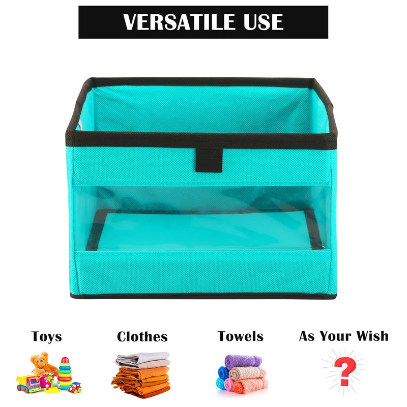 Kuber Industries Pack of 8 Storage Box Wardrobe Organizer Closet Drawer Organizer for Saree Shirts Blankets Books Foldable Storage Organizer with Transparent Window Reliance Green - Image 5