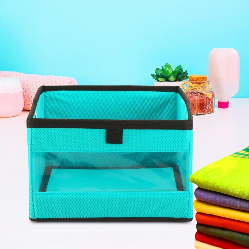 Kuber Industries Pack of 8 Storage Box Wardrobe Organizer Closet Drawer Organizer for Saree Shirts Blankets Books Foldable Storage Organizer with Transparent Window Reliance Green - Image 2