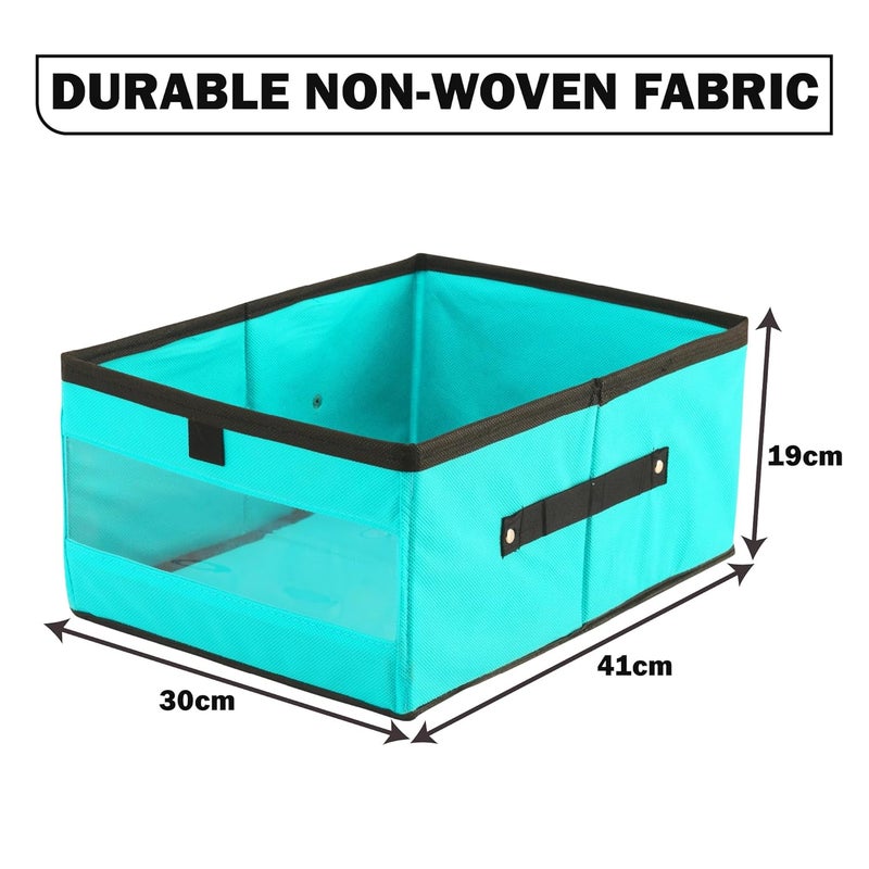 Kuber Industries Pack of 8 Storage Box Wardrobe Organizer Closet Drawer Organizer for Saree Shirts Blankets Books Foldable Storage Organizer with Transparent Window Reliance Green - Image 3