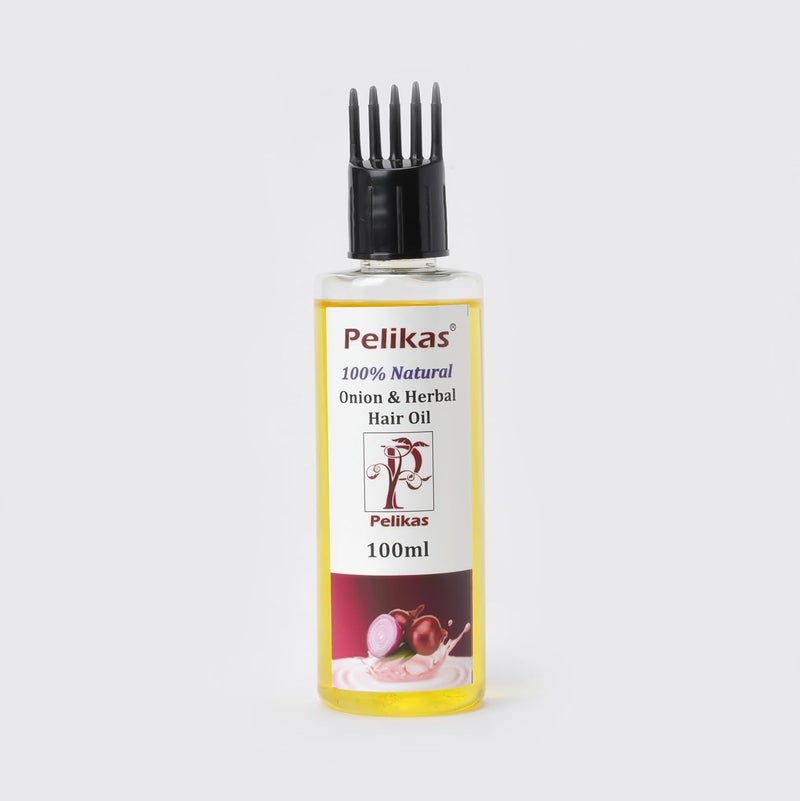 Pelikas Onion Hair Oil Natural Harble Advansed Hair Growth and AntiHairFall Control with Nourishes Scalp  Stimulates RootsReduces Hairfall  BreakageRepairs Damaged HairBoosts Hair Thickness For Men  Women Onion hair oil 100ml - Image 1