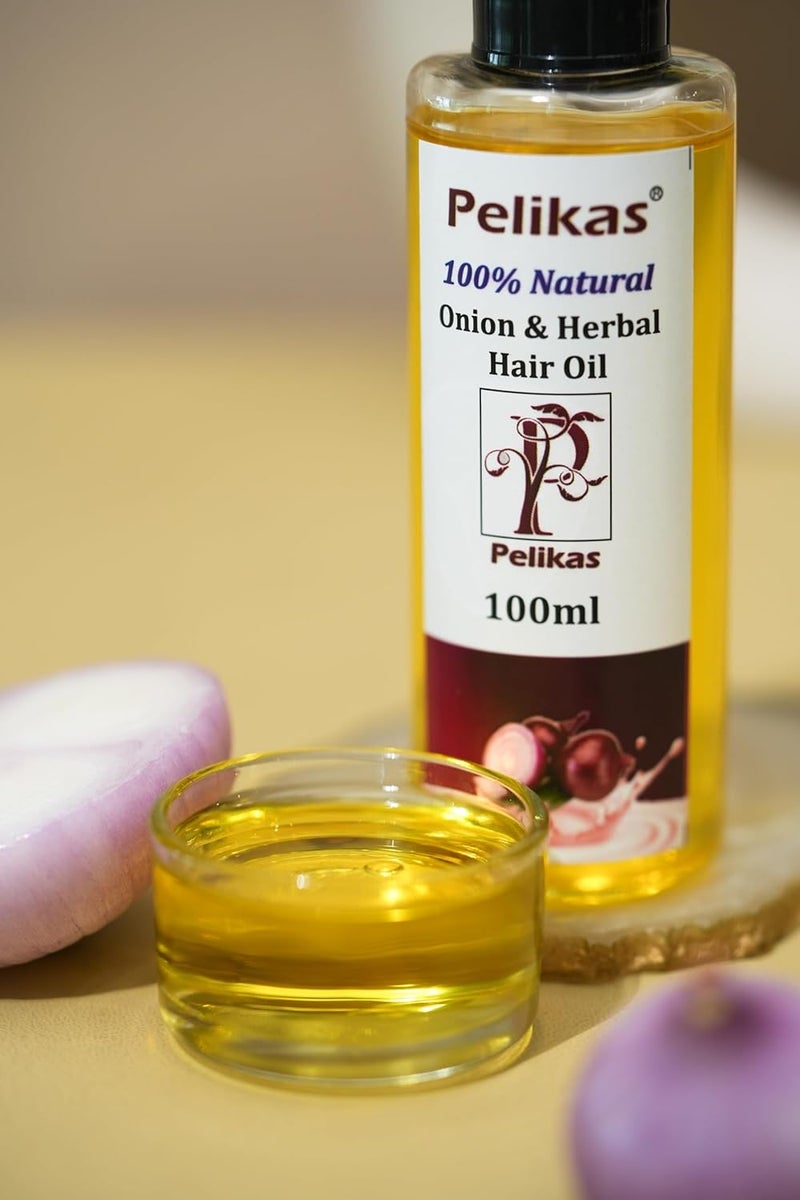 Pelikas Onion Hair Oil Natural Harble Advansed Hair Growth and AntiHairFall Control with Nourishes Scalp  Stimulates RootsReduces Hairfall  BreakageRepairs Damaged HairBoosts Hair Thickness For Men  Women Onion hair oil 100ml - Image 5