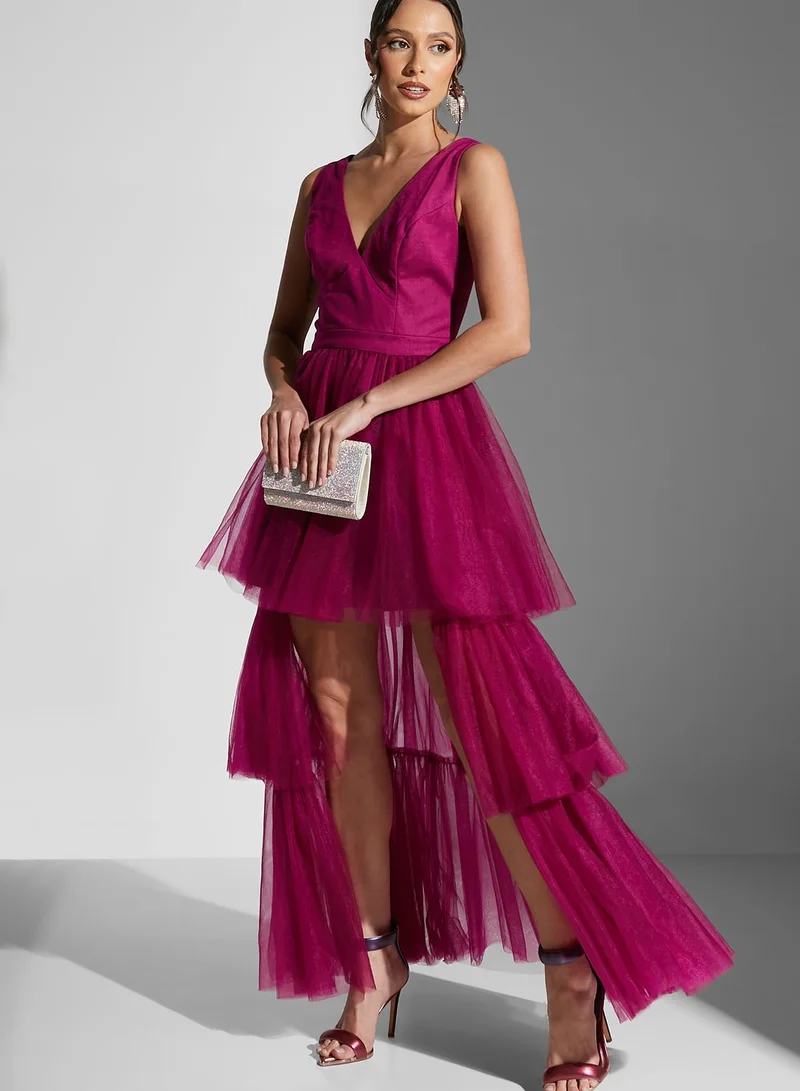 Chi-Chi London Ruffle Lace Detail Dress