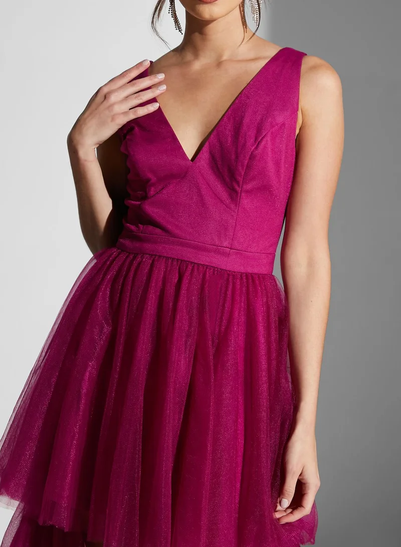 Chi-Chi London Ruffle Lace Detail Dress