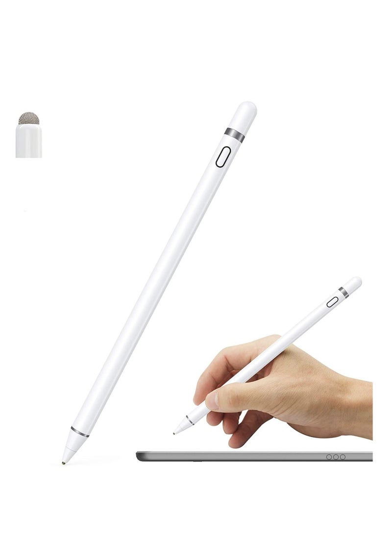 Active Stylus Pen White/Black 1.45mm fine Tip for iPad Apple iPhone Samsung Tablets, on iOS and Android Capacitive Touchscreen, Take-Note Hand-Written Draw no lags Skipping,Rechargeable, KECOW - Image 1