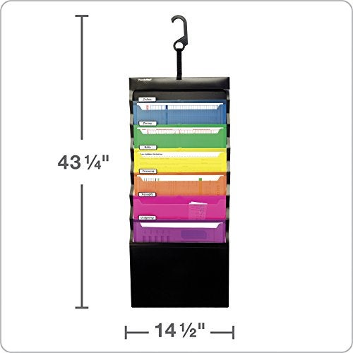 Pendaflex Hanging Organizer, All-in-1 Wall Organizer/Pocket Chart, Black with Bright Color Folders, Poly Carry Case, Letter Size (52891), Black/Assorted - Image 3