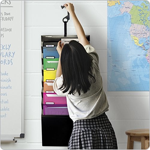 Pendaflex Hanging Organizer, All-in-1 Wall Organizer/Pocket Chart, Black with Bright Color Folders, Poly Carry Case, Letter Size (52891), Black/Assorted - Image 2