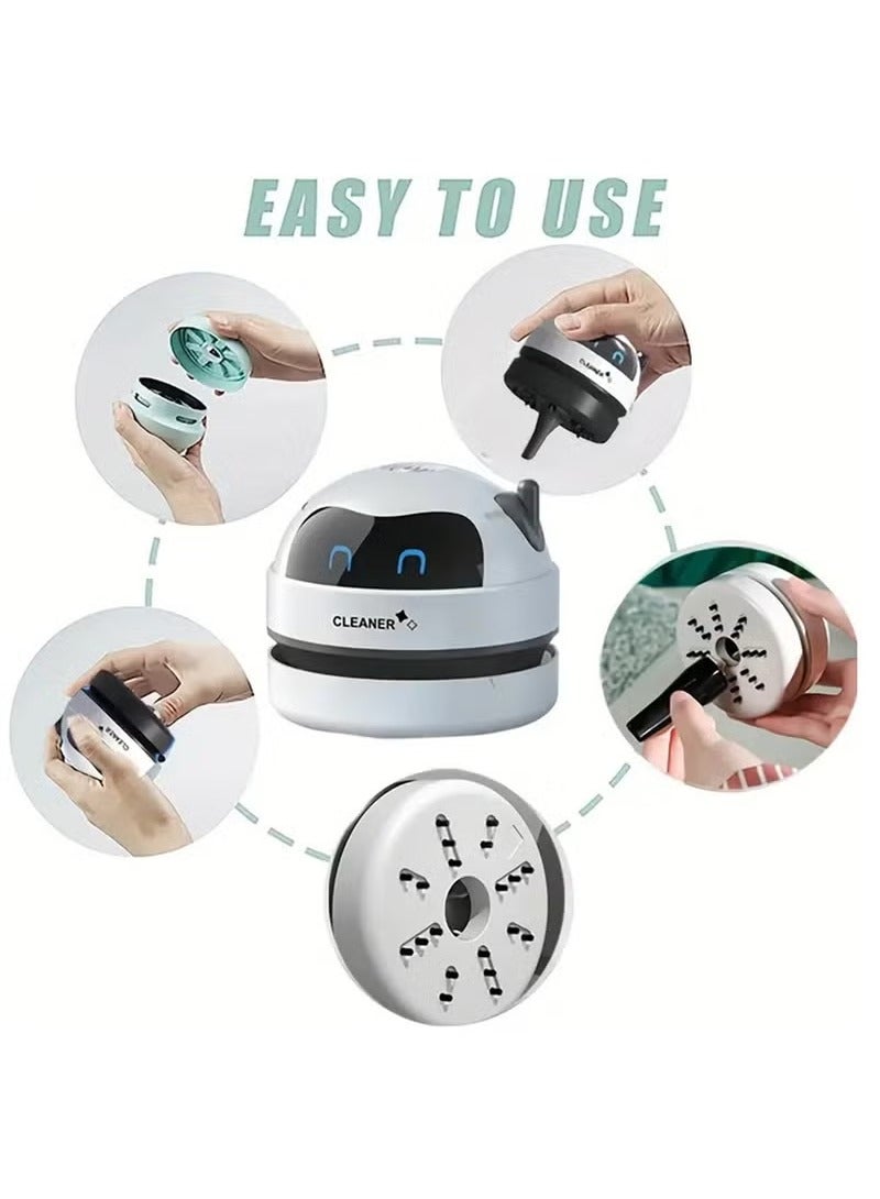 Arabest Desk Vacuum Cleaner | Automatic Vacuum Robot for Desk - Desktop Vacuum Cleaner USB Charging with Vacuum Nozzle, Detachable Design, Portable Keyboard Vaccum Cleaner for Crumbs, Black - Image 4