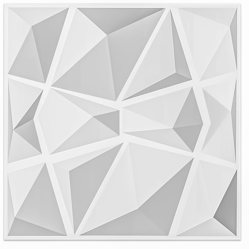Art3d 12 Pack 3D Diamond Design Wall panels 19.7"x19.7" PVC Panel for Interior Wall Decor Living Room, Office, TV Background, Snow White