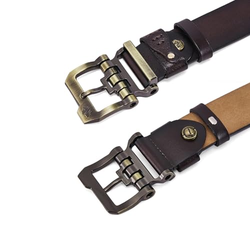 BISON DENIM Men's Belts Leather Dress Genuine Leather Classic Heavy Duty Buckle Belt Casual for Jeans… - Image 3