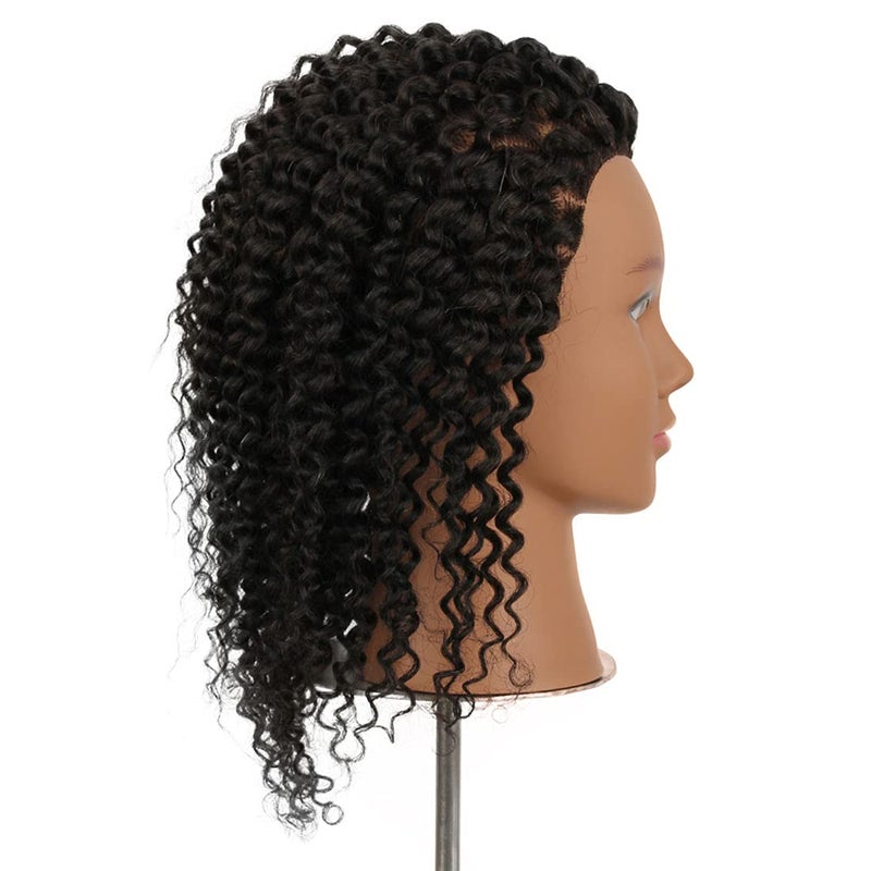 Newshair Mannequin Head 14"-16" 100% Human Hair Curly Hair Hairdresser Cosmetology Mannequin Manikin Training Head Hair and Free Clamp Holder - Image 3