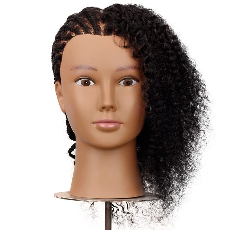Newshair Mannequin Head 14"-16" 100% Human Hair Curly Hair Hairdresser Cosmetology Mannequin Manikin Training Head Hair and Free Clamp Holder - Image 5