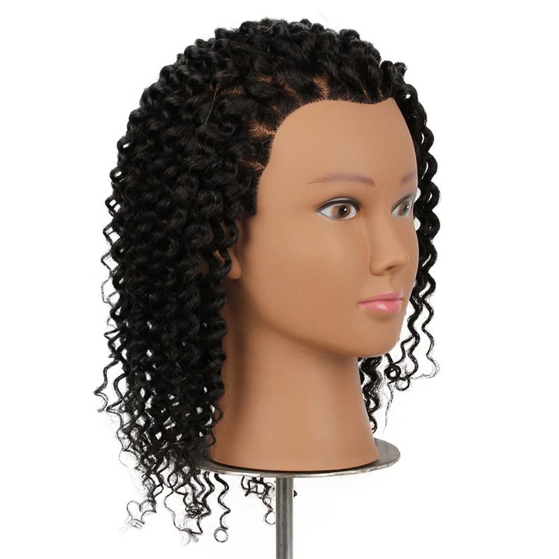 Newshair Mannequin Head 14"-16" 100% Human Hair Curly Hair Hairdresser Cosmetology Mannequin Manikin Training Head Hair and Free Clamp Holder - Image 2